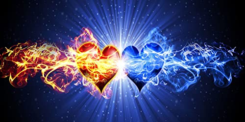 Jengeer DIY 5D Diamond Painting Kits de Perforación Completo, Pintura Diamante Punto de Cruz Rhinestone Diamante Bordado Picture Art Craft para Decoración de la Pared del Hogar (Corazón Azul 40x80cm)