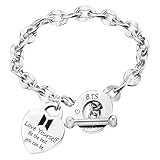 Pulsera de acero inoxidable, pulsera unisex de plata, BTS Merch ajustable, colgante para fans de Kpop