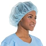 Medical Nation 21" Disposable Bouffant Caps Hair Net | CASE OF 1000, BLUE | Non-Woven, Non-Pleated H