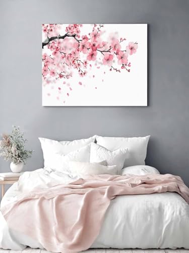 Vandaluuki アートパネル 和風 桜の木 花 水彩 アートボード ポスター 60x50cm 壁掛け 壁画 壁飾り 部屋飾り 飾り絵 絵画 インテリア ソファの背景画 完成品 モダン 現代 玄関 部屋 リビングルーム ギフト