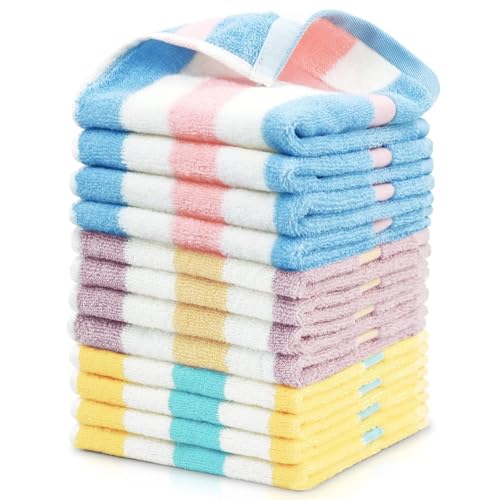 Débarbouillettes rayées coton Jacquotha serviettes douces visage et corps x12