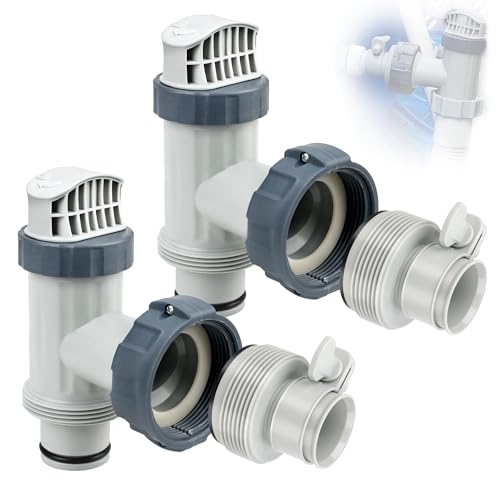 Above Ground Plunger Valves with Pool Hose Adapter B for Intex Above Ground Pool & Pump Pool Parts and Accessories On/Off Plunger Valve Replacement & 25009 Hose Conversion Adapter 1 1/4 to 1 1/2