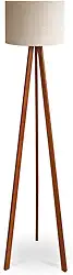 Luminária Abajur de Chão Tripé Tradicional com Cúpula de Tecido Linho
