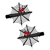 EVER FAITH 2 Pcs Halloween headpiece Accessories Crystal Spider Web Hair Clip Pin Cosplay Party Gothic Animal Jewelry for Women Red Black-Tone