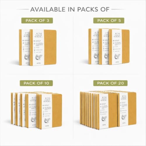 Image of Pocket Notebook A6 Pack of 3 | 9 x 14 cm Compact Ruled Notebooks for Daily Notes, Office & Travel | Coconut Husk Paper Cover | FSC Recycled Pages