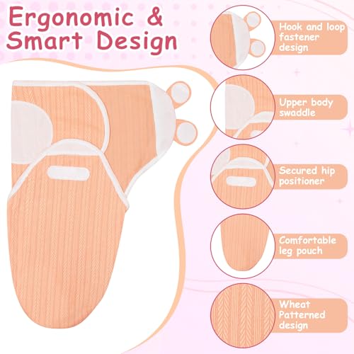 Image of Ramede 6-Pack Preemie Baby Swaddle Blankets with Hats, Breathable 100% Cotton Baby Swaddles, Suitable for Preemie Babies and Newborns, Soft Cotton, Adjustable(Wheat,Soft Pink)