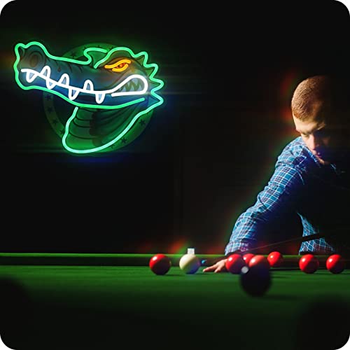Image of IMTATTO Alligator neon sign crocodile LED light for wall decor, USB powered, bar pub store club garage bedroom, home artwork