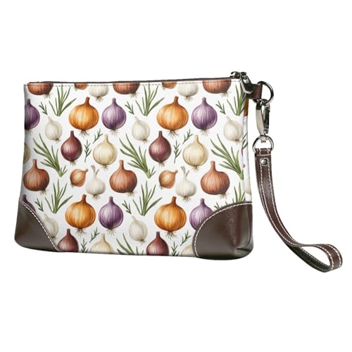 Portefeuille portable de luxe en cuir imprimé oignon avec dragonne