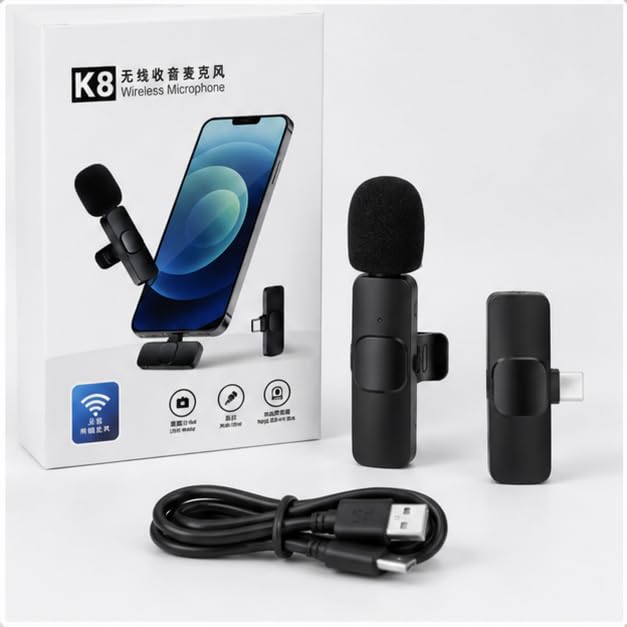 K8 Wireless Microphone, Small and Portable, USB Type-C | Lavalier Clip-On, Lightweight Design, Live Show & Vlogging, Plug and Play, Noise Reduction-image-28