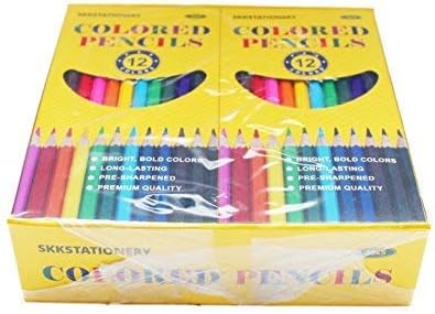 SKKSTATIONERY 144Pcs Colored Pencils, Pre-sharpened, 12 Colors, 12pcs/box, Total: 144Pcs.