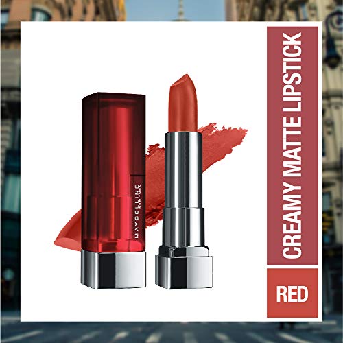 Image of Maybelline New York Matte Lipstick, Intense Colour, Moisturised Lips, Color Sensational Creamy Matte, 818 Dynamic Brick, 3.9g