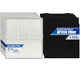 6-Pack 8171434K Filter Set for Whirlpool AP350 Replacement Filter - Compatible with Whirlpool Whispure AP 350 Air Purifier HEPA Filters with Carbon Foam Pre-Filter Prefilters