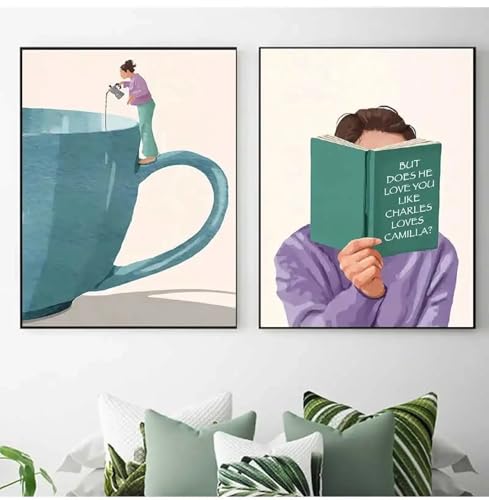 Toile fille lisant un livre pour créer un coin lecture cocooning au salon