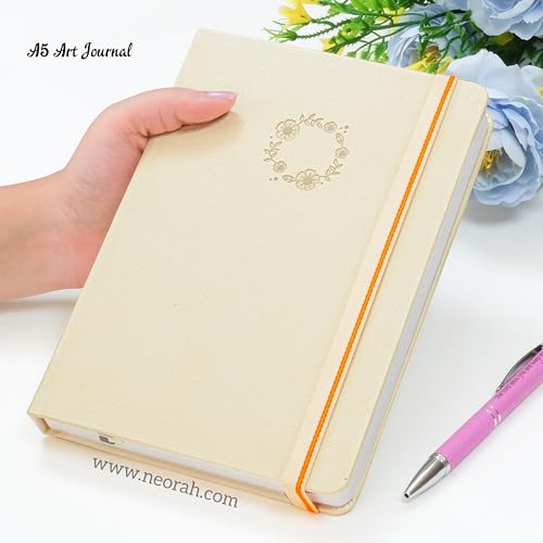 Image of NEORAH - A5 - ART JOURNAL | 200Gsm Dotgrid Notebook |160 Pages(21.0 x 14.8 cm) | Lay Flat |Hard Cover Bullet - Journal | 3 Bookmarks |Elastic Closure | Inner BackPocket | Ideal- Bujo,Art (AFTER GLOW)