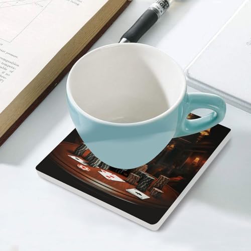 Dessous de verre en céramique poker (lot de 6) carrés pour protection de table - 6