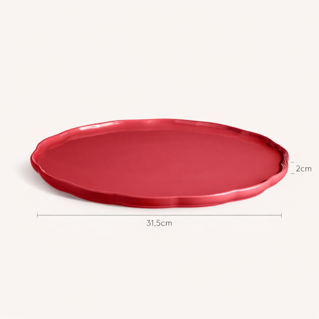 Emile Henry Assiette de Service Ronde Madeleine – Céramique Haute Résistance – Présentation Élégante du Four à la Table – Coloris Rose Candy – Fabriqué en France