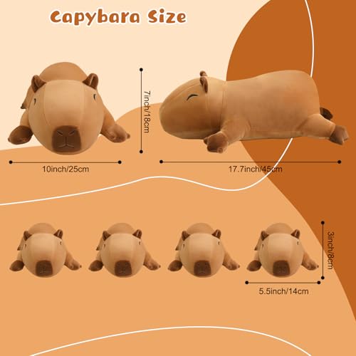 Image of TOYSYM Capybara Plush Cute Capybara Stuffed Animal Pillow with 4 Baby Plushies in Her Tummy, Soft Cotton Stuffed Animals Toy Gifts for Kids