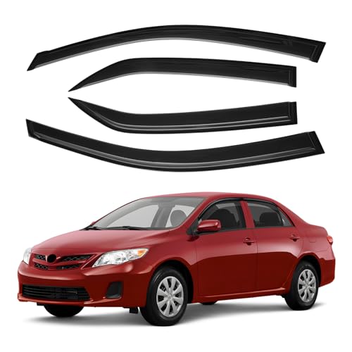 Image of Canvcle Corolla Rain Guards - Window Visors for Toyota Corolla 2009-2013, Outside-Mount Tape-On Side Window Wind Deflectors for Corolla Accessories, Vent Visors Shades Rainproof 4PCS