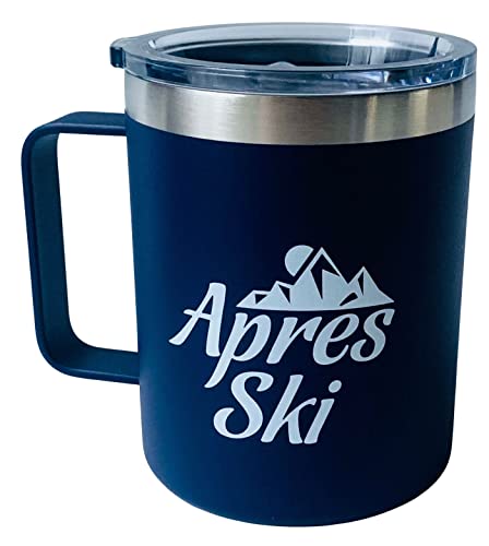 Apres Ski Travel Mug For Skiers - Leak Proof Insulated Coffee Mug With Handle & Lid - Gift For Skiers #TOP13