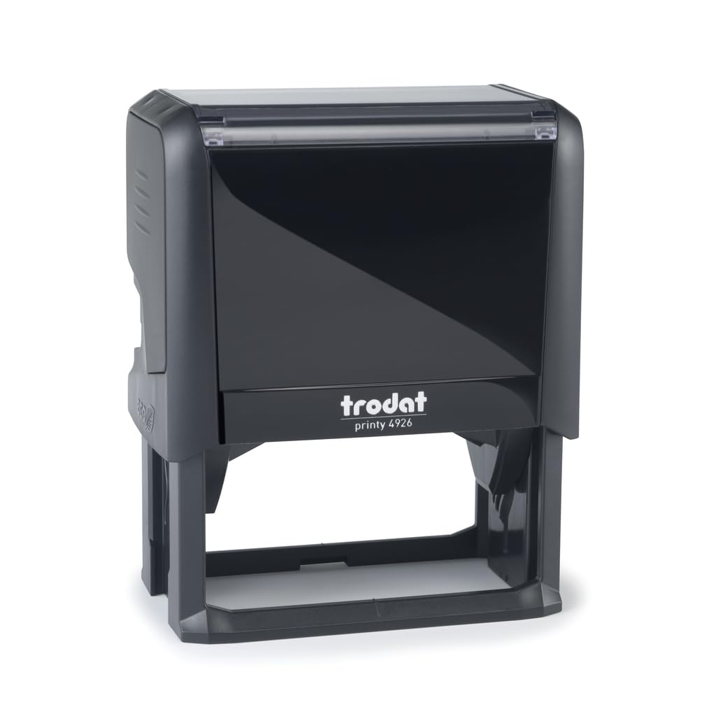 Trodat Printy 4926 - Tampon Encreur Professionnel Automatique 8 lignes À Personnaliser - Empreinte 75 x 38 mm Offerte (Noir)