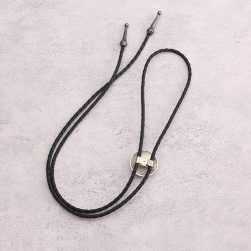 Image of Jeilwiy Bolo Tie for Men Western Cowboy Tie Necklace Gold Bolo Tie Leather Necktie Halloween Tie Accessories for Women