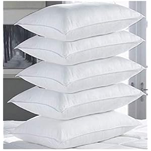 PumPum Hollow Fibre Pillow Set (17×27 inch, Antique White) -5 Pcs