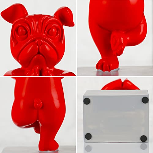 Lovely Yoga French Bulldog Statue Resin Figurines Nordic Creative Cartoon Animals Sculpture Children' Room Decor Crafts (Green) #TOP3