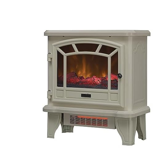 Duraflame Electric Fireplace Stove 1500 Watt Infrared Heater with Flickering Flame Effects - Cream
