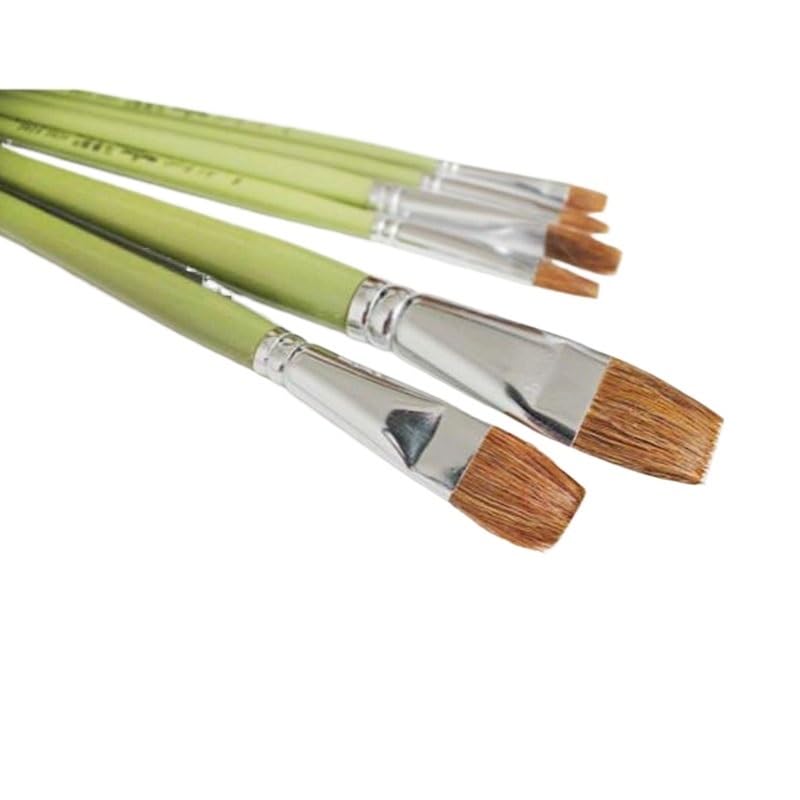 Ensemble De 6 Pinceaux en Nylon Vert pour La Peinture Artistique, Idéal pour Les Artistes Et Les Étudiants.