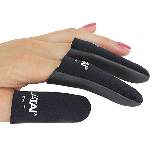 JATAI Heat Shield - Professional High Heat Resistant Finger Protection Guards for Curling and Flat Irons, Wands, Blow Dryers - 3pc (Thumb & 2 Fingers) (M L - thumb wider than 3 4  (2cm), Black)