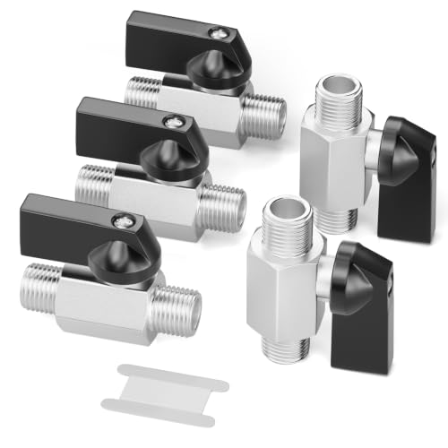 Image of GASHER 5PCS 1 /4 inchMNPT Nickel Plated Brass Mini Ball Valve | 1 /4 Inch Male x 1 /4 Inch Male Thread Shut Off Valve for Regulate Flow