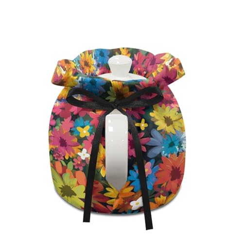 Image of Xoenoiee Cute Cat Vibrant Flowers Print Tea Pot Cosy Cotton Tea Cozy for Teapots Dust Cover Insulated Kettle Cover Teapot Warmer for Home Kitchen Decorative Accessories