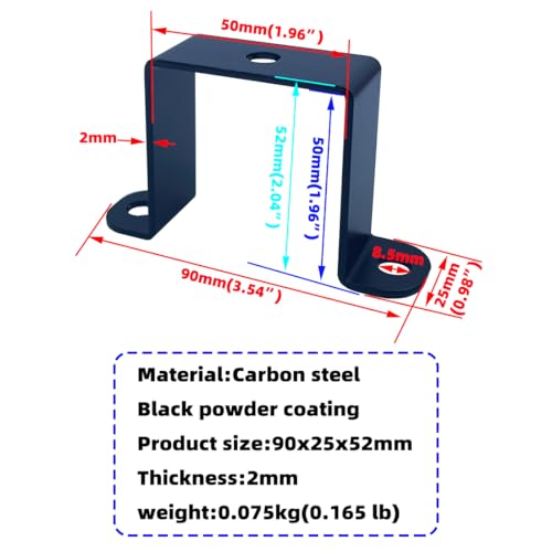 Image of 6 PCS 2x2 inch Square Pipe Tube Strap Clamps,2 inch metal u shaped bracket, steel u clamp bracket for mounting,Powder Coated Black