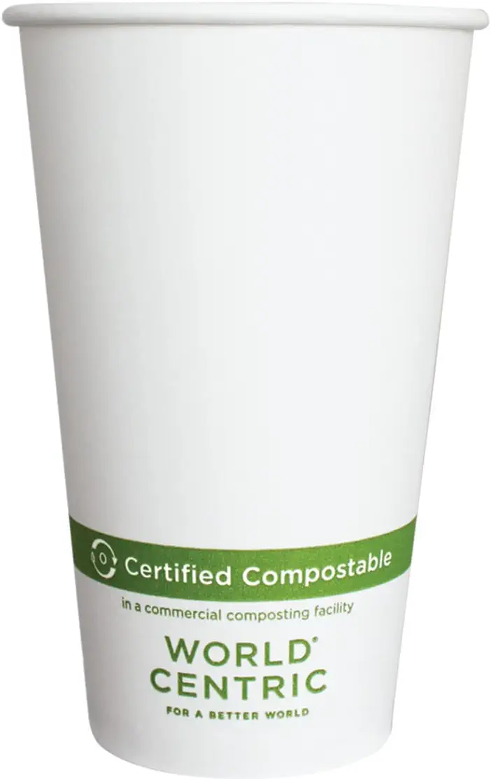 World Centric 100% Biodegradable, 100% Compostable Paper PLA-Lined 16 Ounce Coffee Cup (Package of 200)