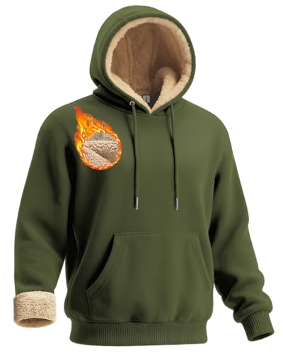 Boladeci Sherpa Lined Hoodie Men Fleece Sweatshirt Hooded Pullover Heavy Duty Winter Cold Weather...