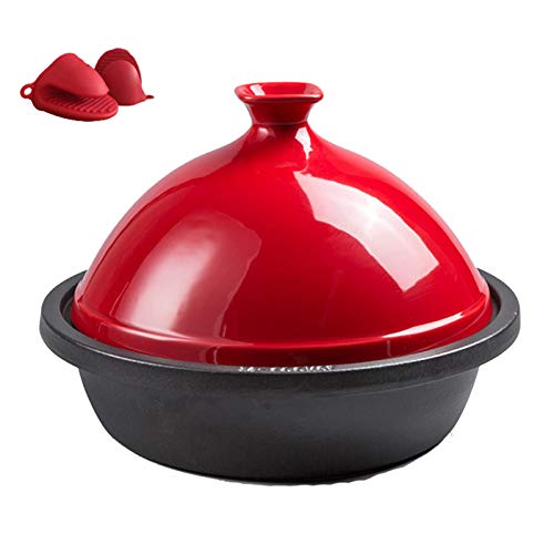 Tajine de cuisine marocain rouge 30 cm avec cocottes et couvercle