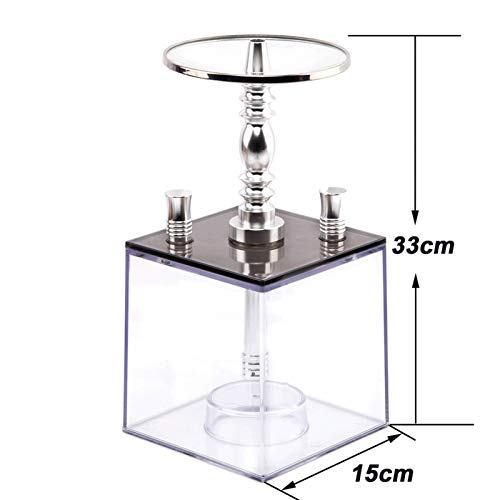 JYXZM Hukahn Set LED Shisha Micro Modern Acryl Bubble Huka Zwei Schlauch Großer Rauch mit Silikonschlauchhukah Schüssel… – Bild 4