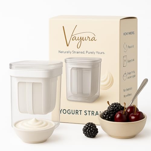 Vayura Hung Curd Strainer Box | Curd Maker and Greek Yogurt Maker - 1100ml Fine Mesh Strainer with Lid | Multifunctional Yoghurt Filter | Curd Maker for Home for Women.