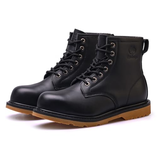 Image of Steel Toe Classic Work Boots For Men,Industrial & Construction Fashion Durable Hiking Safety Shoes 6'' Puncture-proof Footwear Insulated