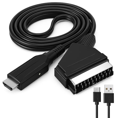 Scart to HDMI Converter, Scart Lead Adapter, Scart to HDMI Adapter Cable for Dvd Player to tv, Support HDMI 720/1080P Switch Video Audio Converter Adapter for HD TV Monitor