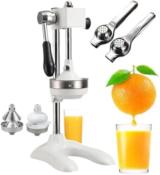Commercial Citrus Juicer | Professional Stainless Steel Lemon Press & Squeezer | 2 Mold Citrus Crusher | Quick 3s Juice Extraction | Manual Citrus Press White