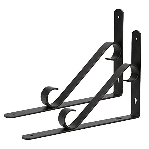 FUSIYU Soportes para Estante 2 Piezas, Escuadras Soporte Pared Estantería Alta Resistencia Soportes de Metal Completo Ahorrar Espacio, Decoración del Hogar, 250 x 170mm, Negro