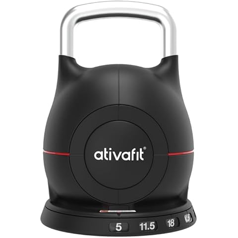 Ativafit 7 in 1 Adjustable Kettlebell 5-44lbs Adjustable Kettlebell with Solid Aluminum Handle Cover