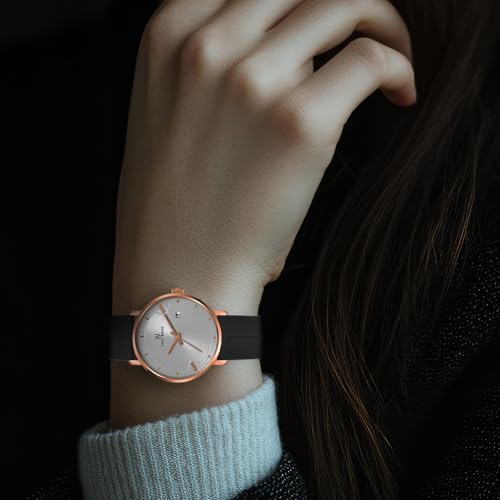Image of Analog Watch for Men with Silicone Band | Magnetic Lock Strap | Japanese Quartz Movement | Water Resistant | Formal & Casual Wristwatch Gift
