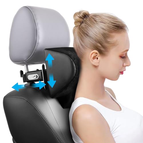 Spurtar Car Neck Pillow Height Adjustable Memory Foam Travel Pillow Headrest for Adults Neck Comfort Pain Relief While Driving Travel - Only Fit for Poles Distance 1.1" - 3.9" - Not for Children