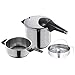 WMF Perfect Premium Set Pentola a Pressione 3 L e 6,5 L in Acciaio Inox 18/10 Cromargan ø 22 cm, 3 pezzi, Pentola Induzione e Gas, Fondo Transtherm Triplo Strato, Incluso Cestello