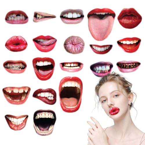 Zuasdvnk Divertidos accesorios para fotos de boca y labios, juego de 20 divertidos accesorios para fotografía de boca con de madera. Crea momentos inolvidables