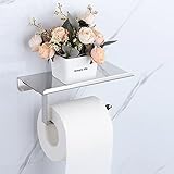 ✔️Con estante de almacenaje: El soporte para papel higiénico con estante es fácil de usar, conveniente para almacenar todos los artículos pequeños, como teléfonos móviles, billeteras, llaves, relojes, vasos, desinfectante de manos, etc.