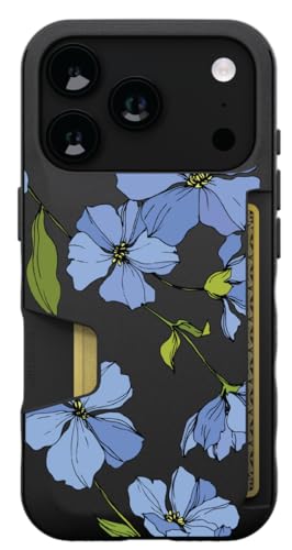 Smartish® iPhone 18 Pro/17 Pro Wallet Case - Wallet Slayer Vol. 1 [Slim + Protective] - Blue Blossoms - Drop Tested 6FT - Credit Card Holder - Floral Case for Women