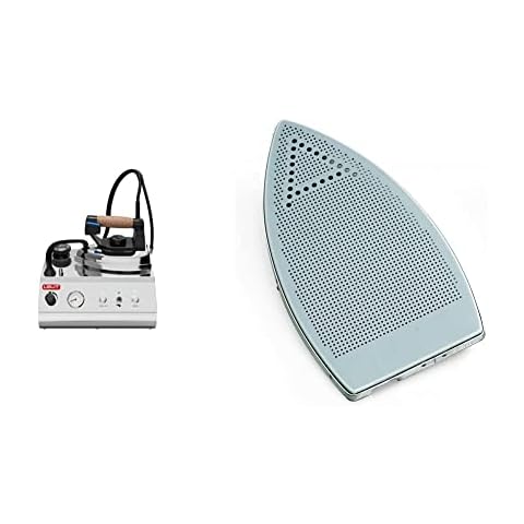 Lelit PS326 Dampf-Bügelstation - Höher Druck - Manometer, Stainless Steel, 2.5 liters, schwarz/Silber & PA205/1N-Teflonsohle, Aluminum Cover